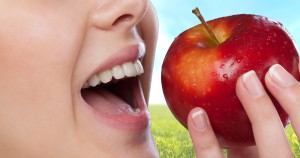 Human Teeth, Smiling, Apple.